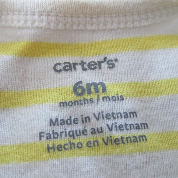 Carters 3‎ Pc Bear Shirt Bodysuit Pants Outfit Boys Size 6M Blue Yellow Striped - Picture 3 of 9